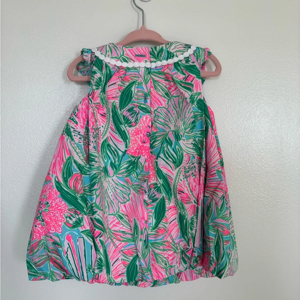 Lilly Pulitzer Pink and Green Baby  Tropical Bubble Dress - Picture 3 of 6